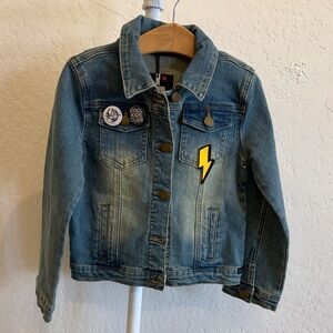 Kids Light Blue Denim Jacket with Yellow Lightning Patch